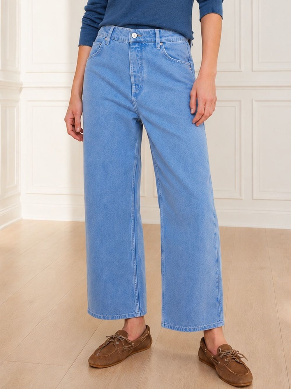 Free People We The Free Deep Trance Dropped Barrel Jeans Size 27 Ocean Blue Wash